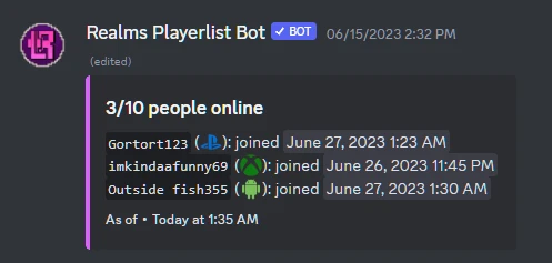 Animated picture on how the live online list looks like.